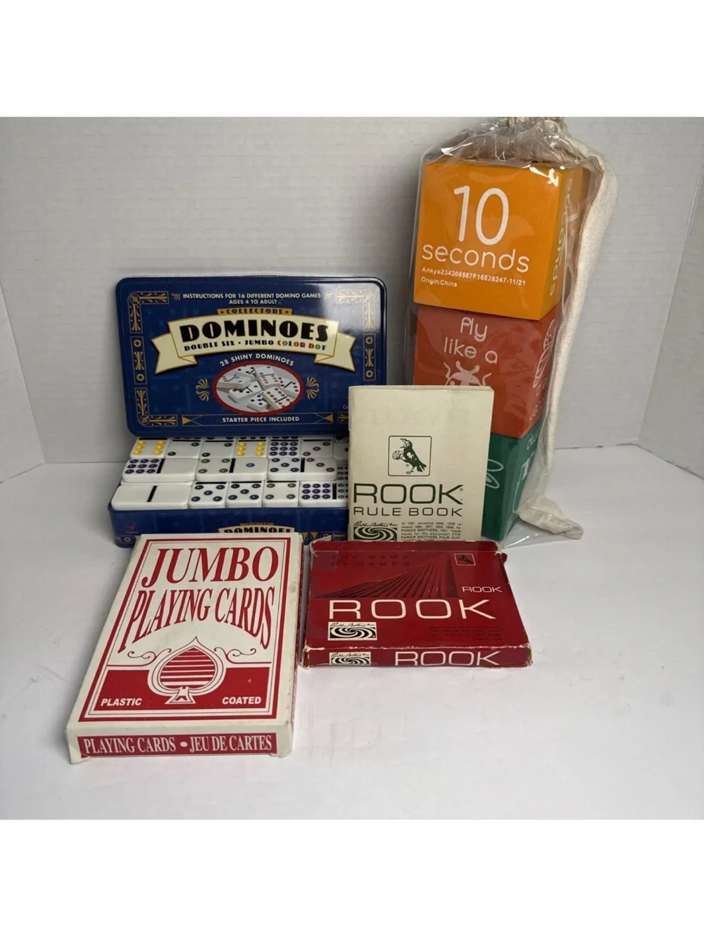 Vintage & Classic Game Bundle - Dominoes, Rook, Jumbo Cards, & Activity Dice